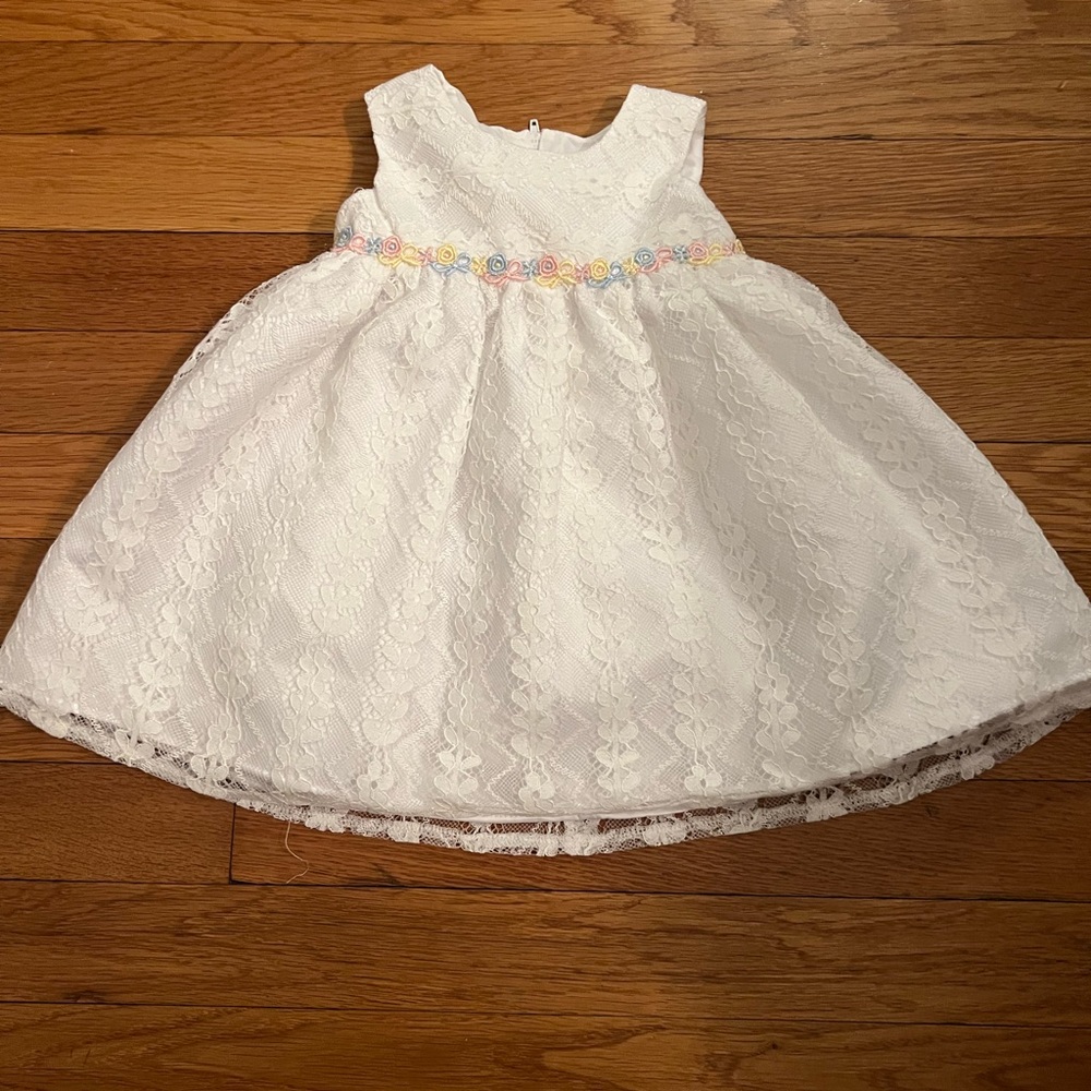 Purple Rose Girl's 2-Piece Lace Dress White 6/9 months